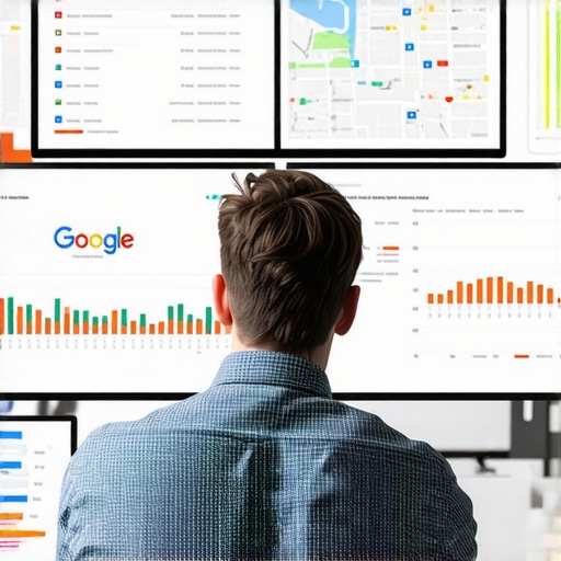 SEO expert reviewing local search performance on multiple screens.