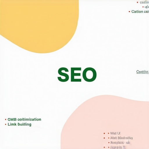 Flowchart illustrating steps for improving local map rankings through citation management, GMB optimization, content strategy, link building, UX improvements, and analytics.