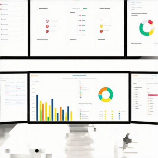 A modern office setup with screens displaying SEO analytics and citation management tools.