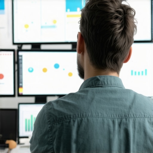 Digital Marketer Analyzing Local SEO Data Person analyzing local SEO and map pack performance on multiple screens.