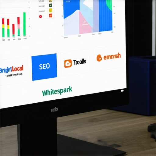 Digital SEO Tools Workspace Screen displaying SEO and local citation management tools on a computer