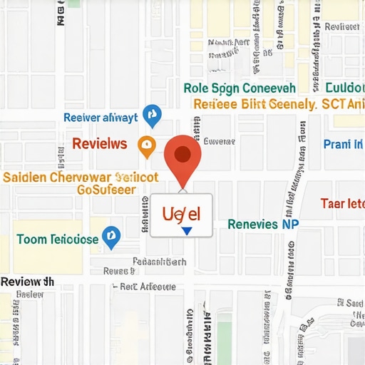 A map illustrating signals affecting local SEO rankings, such as reviews, proximity, and trust factors