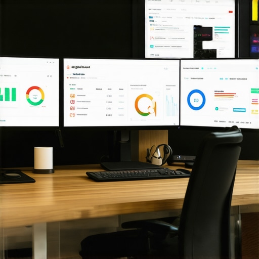 SEO Tools Dashboard for Local Ranking Monitoring A professional workspace with screens displaying local SEO analytics dashboards for ongoing maintenance.