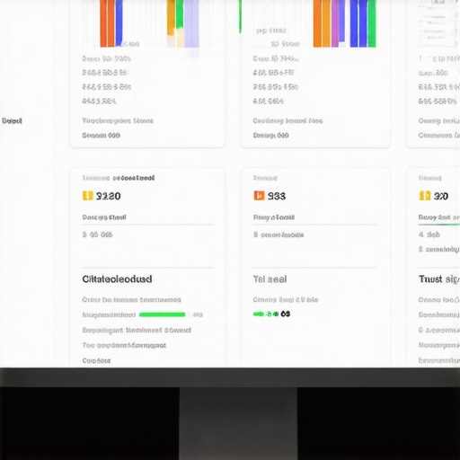 Close-up of a computer screen showing local SEO rankings, citation status, and trust signals in a dashboard interface.