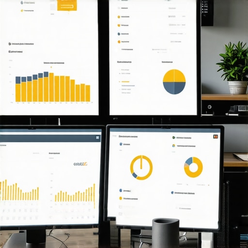 SEO Tools Workspace A professional SEO expert working on multiple screens showing local SEO data and schema markup