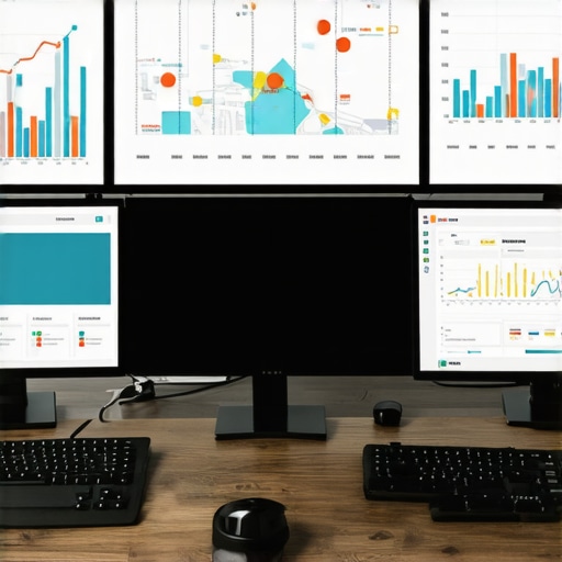 Local SEO Tools in Action Screenshot of local SEO analytics dashboard on multiple monitors